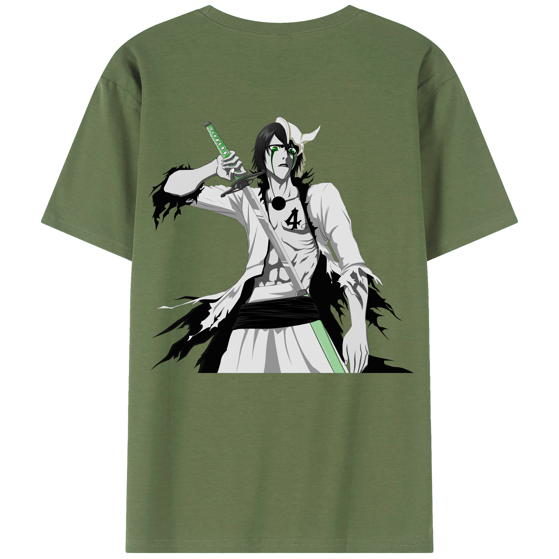 （画像用） ブリーチ ウルキオラ·シファー BLEACH Ulquiorra cifer 綿100％ メンズ半袖Tシャツ（バックプリント） 通気性